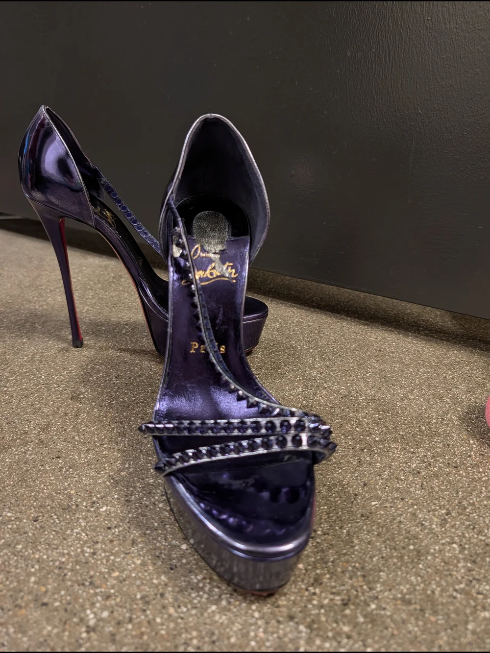 Christian Louboutin Purple Studded Open-Toe Stiletto Heels - Picture 5 of 8